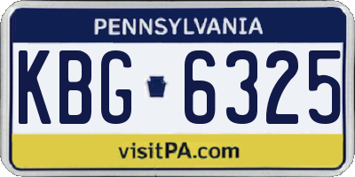 PA license plate KBG6325