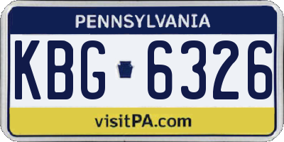 PA license plate KBG6326