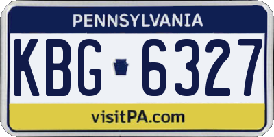 PA license plate KBG6327