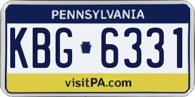 PA license plate KBG6331