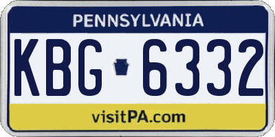 PA license plate KBG6332