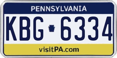PA license plate KBG6334