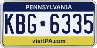 PA license plate KBG6335