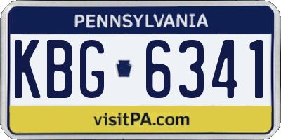 PA license plate KBG6341