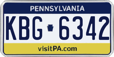 PA license plate KBG6342