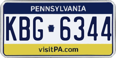 PA license plate KBG6344