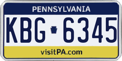 PA license plate KBG6345