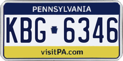 PA license plate KBG6346