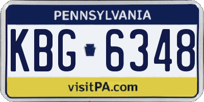PA license plate KBG6348