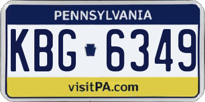 PA license plate KBG6349