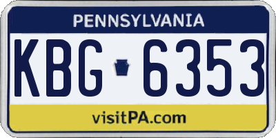 PA license plate KBG6353