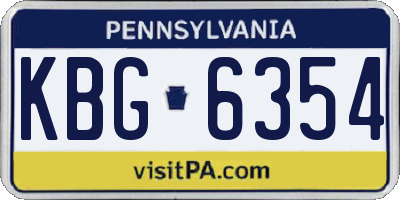 PA license plate KBG6354