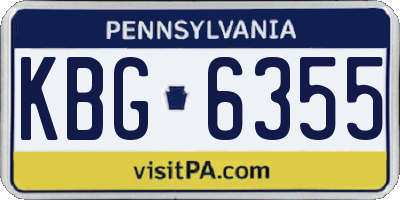 PA license plate KBG6355
