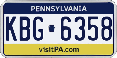 PA license plate KBG6358