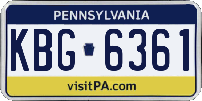 PA license plate KBG6361