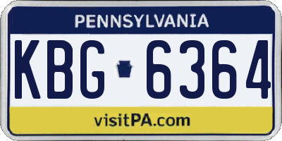 PA license plate KBG6364