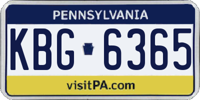 PA license plate KBG6365