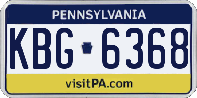 PA license plate KBG6368