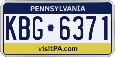 PA license plate KBG6371