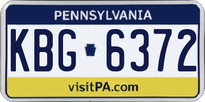 PA license plate KBG6372