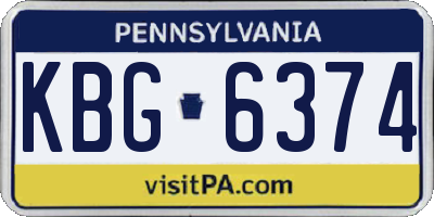 PA license plate KBG6374