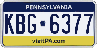 PA license plate KBG6377