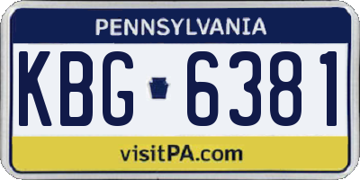 PA license plate KBG6381