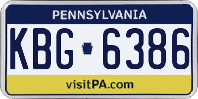 PA license plate KBG6386
