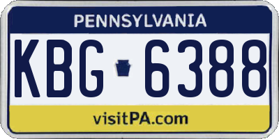 PA license plate KBG6388