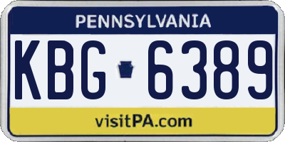 PA license plate KBG6389