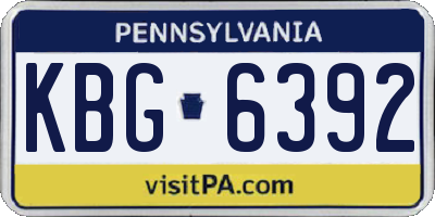 PA license plate KBG6392