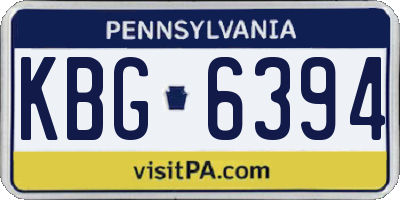 PA license plate KBG6394