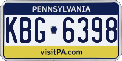 PA license plate KBG6398