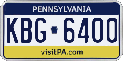 PA license plate KBG6400