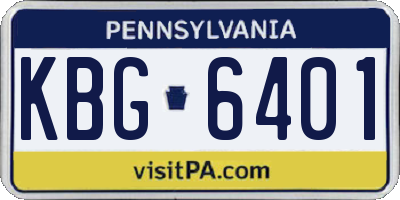 PA license plate KBG6401