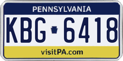 PA license plate KBG6418