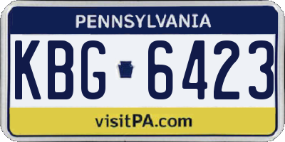 PA license plate KBG6423