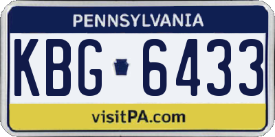 PA license plate KBG6433