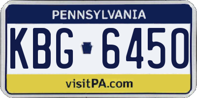 PA license plate KBG6450