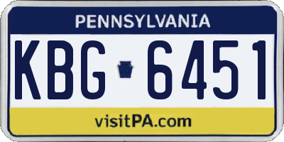 PA license plate KBG6451