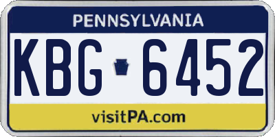 PA license plate KBG6452