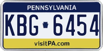 PA license plate KBG6454