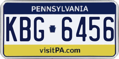 PA license plate KBG6456