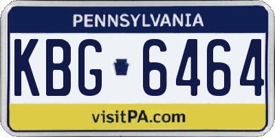 PA license plate KBG6464