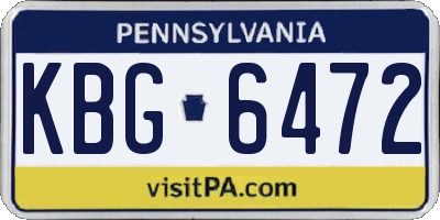 PA license plate KBG6472
