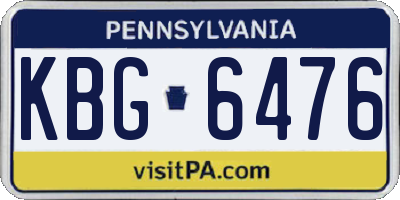 PA license plate KBG6476