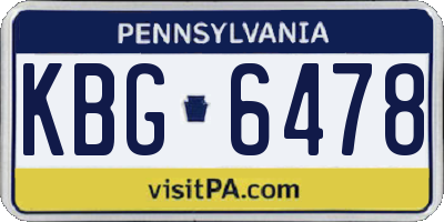 PA license plate KBG6478