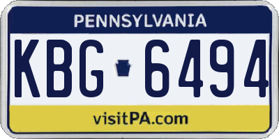 PA license plate KBG6494
