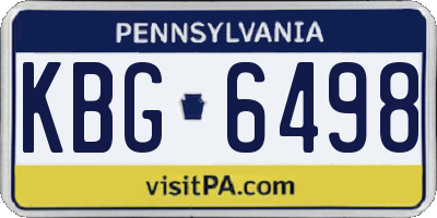 PA license plate KBG6498