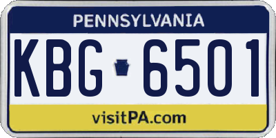 PA license plate KBG6501